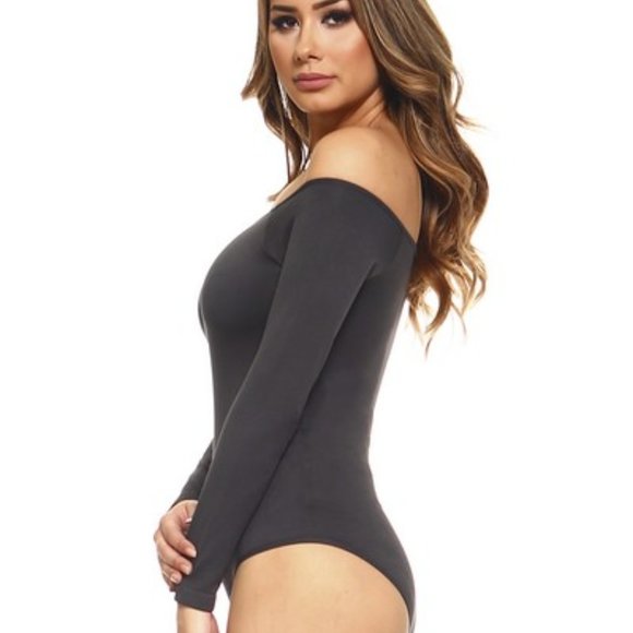 Long Sleeve Off the Shoulder Bodysuit - Picture 2 of 4
